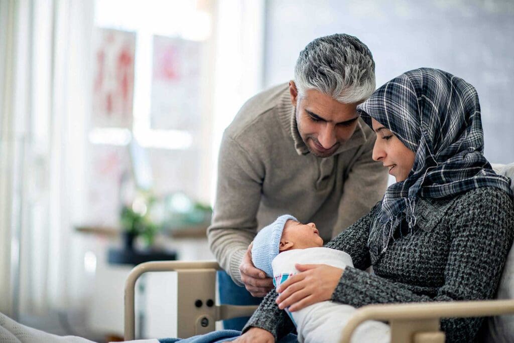 couple with new baby