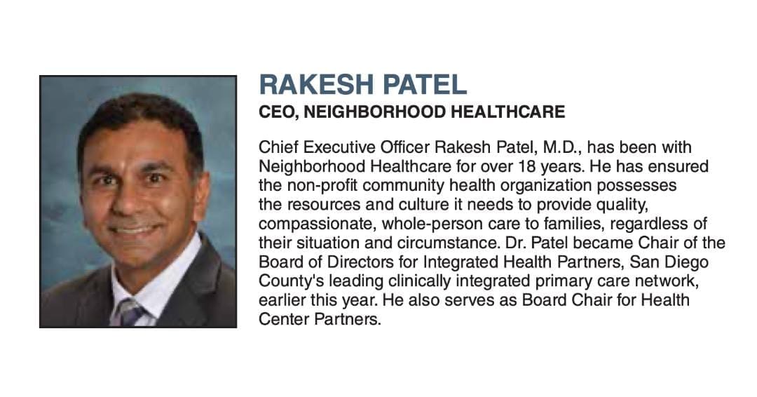 Most influential people in San Diego, Rakesh Patel, MD Neighborhood